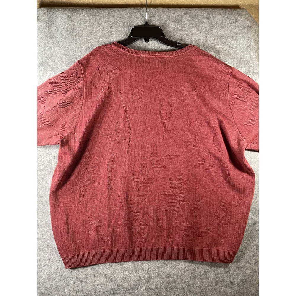 Alfred Dunner Woman 3X Rose Red‎ Floral Jacquard Short Sleeve Knit Sweater Top - Picture 4 of 5